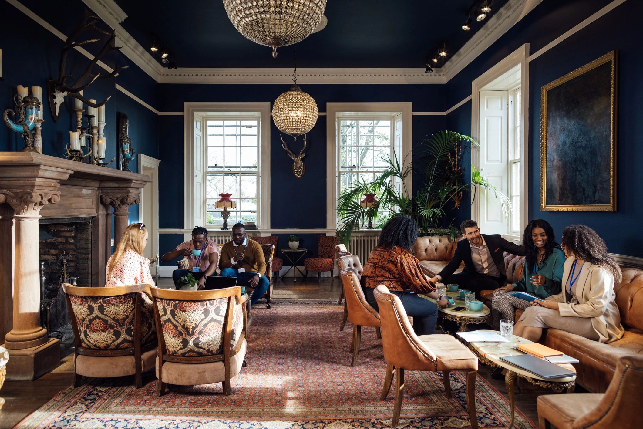 Business professionals meeting in a hospitality setting