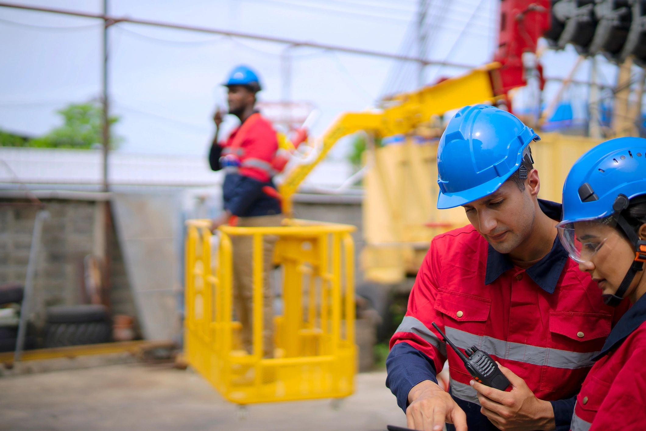 Engineers working at a construction site