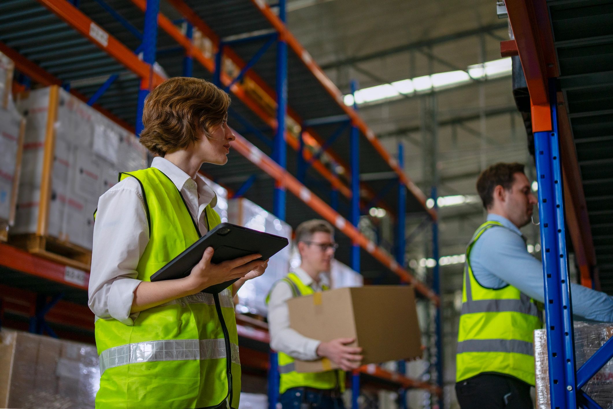 Warehouse employees working on daily operations