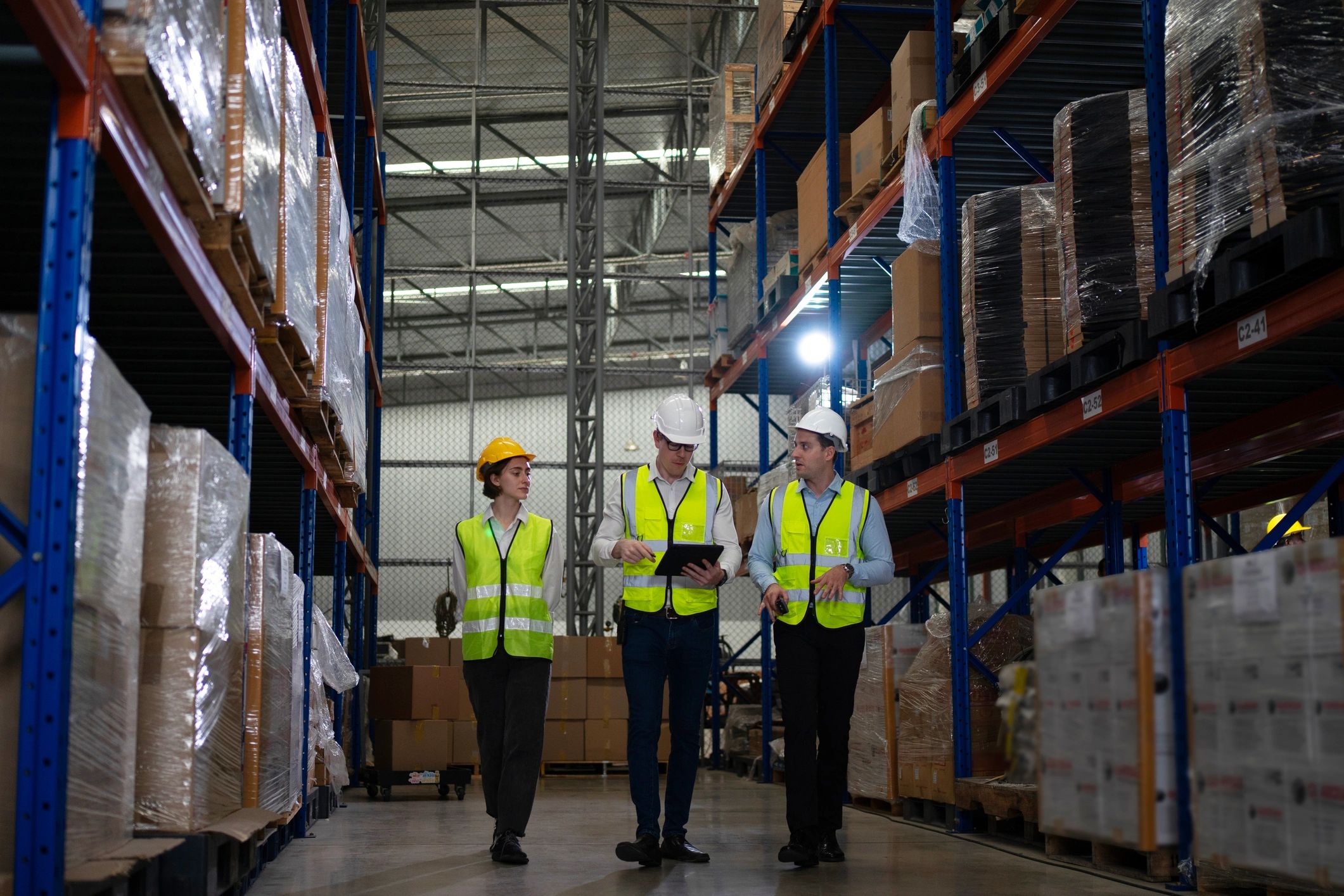 Warehouse workers managing industrial operations