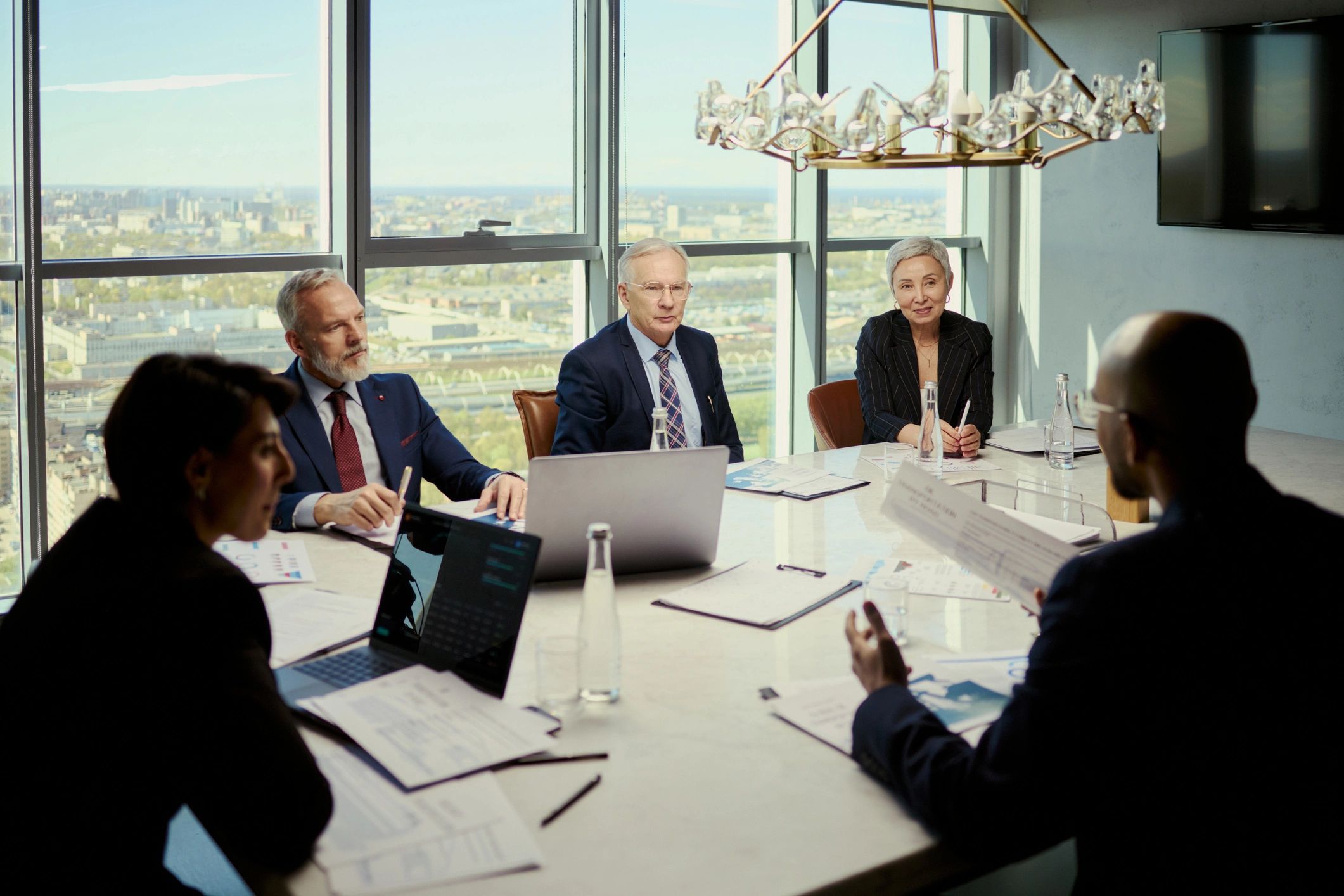 Professional business team meeting in a modern office
